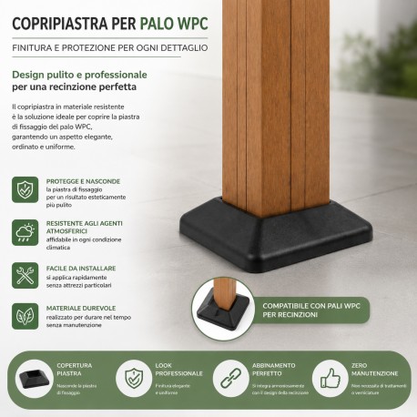 Copri-piastra palo WPC per recinzioni e staccionate